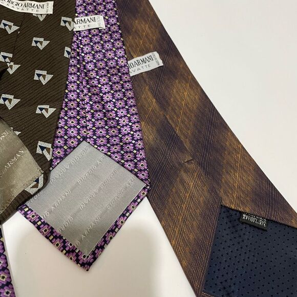 Lot of 3 Men’s Designer Silk Ties Giorgio Armani - Picture 6 of 8